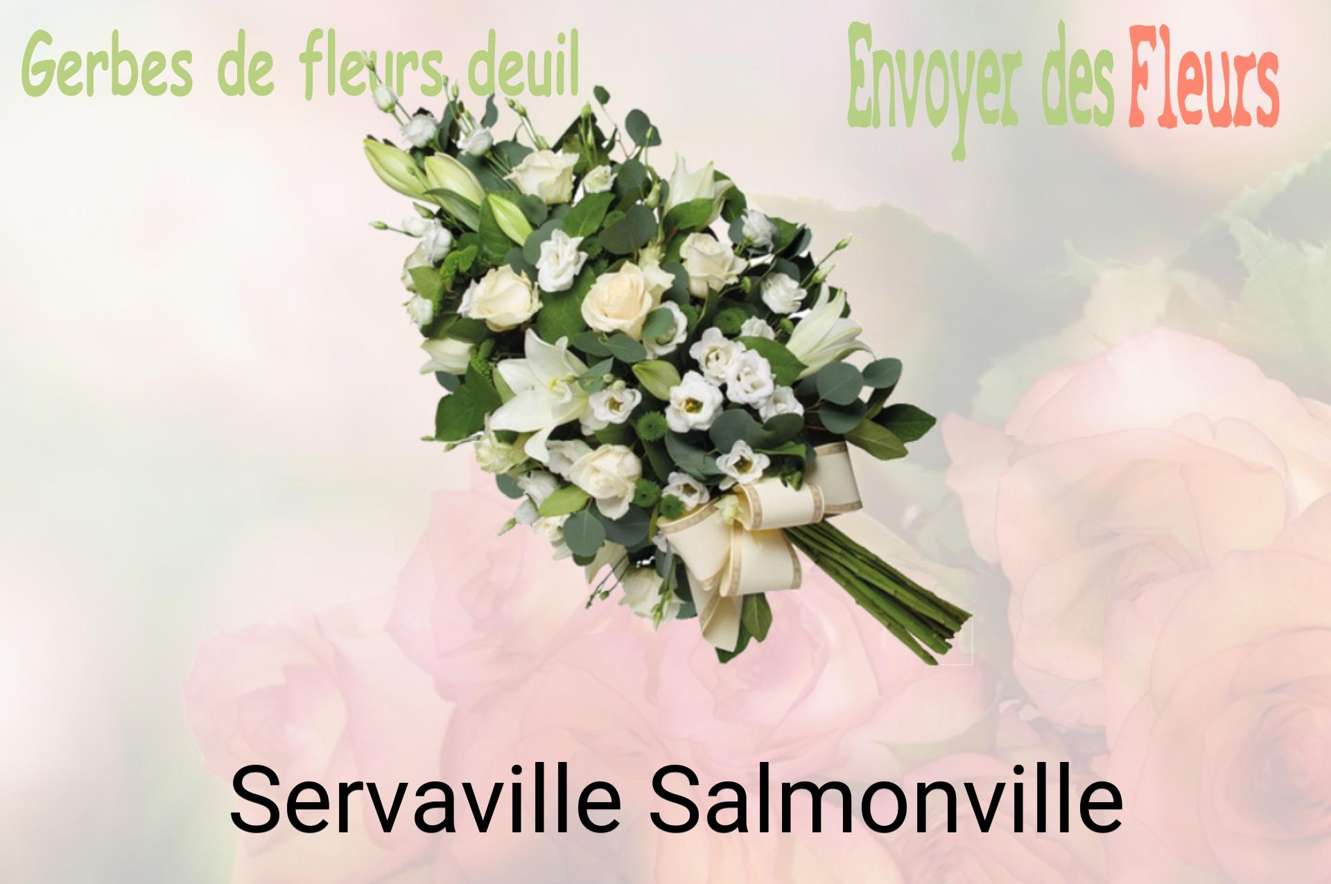 Gerbe de fleurs de deuil livrée à Servaville-Salmonville
